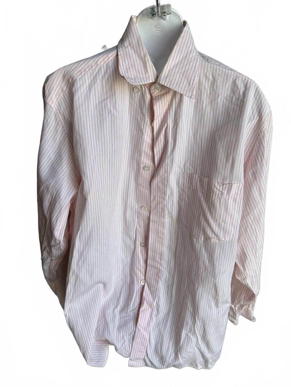 Ermenegildo Zegna Pink Stripe Dress Shirt L